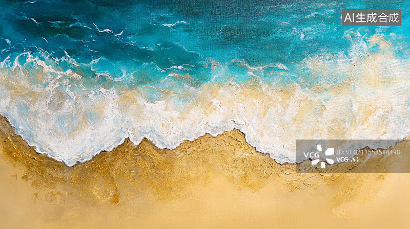 【AI数字艺术】沙滩海景，海浪，浪图片素材