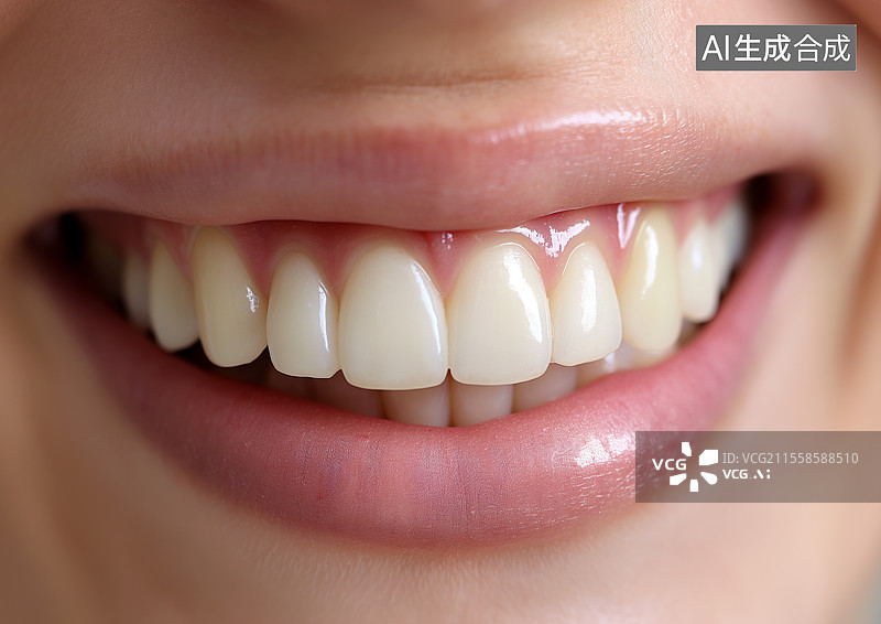 【AI数字艺术】微笑的嘴唇牙齿特写图片素材