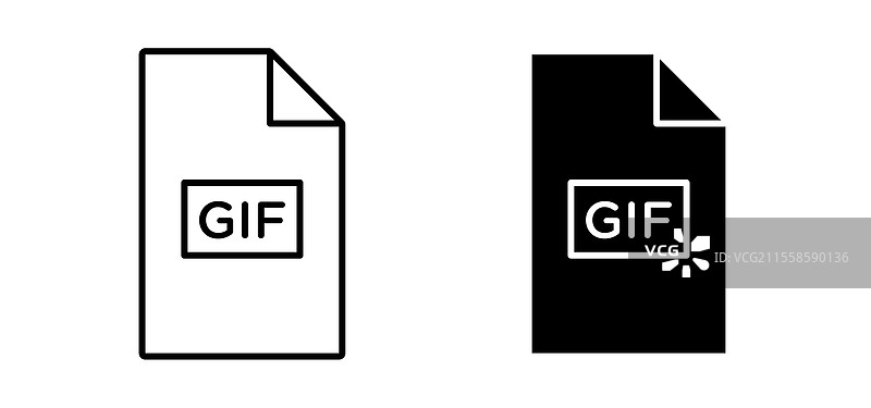 黑色平面和线条风格的GIF图标包图片素材