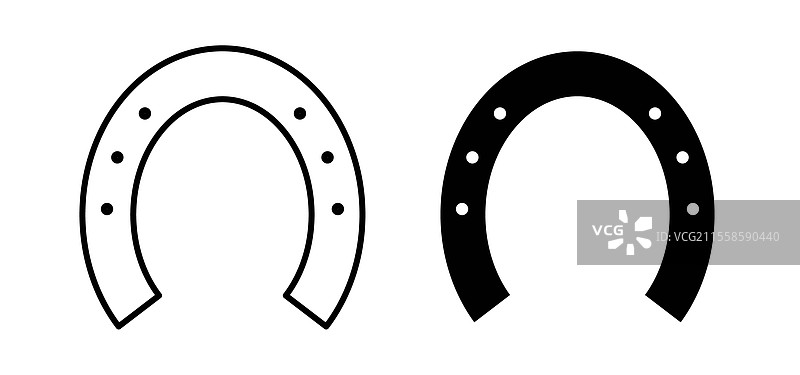 黑色平面和线条的马蹄铁图标包图片素材