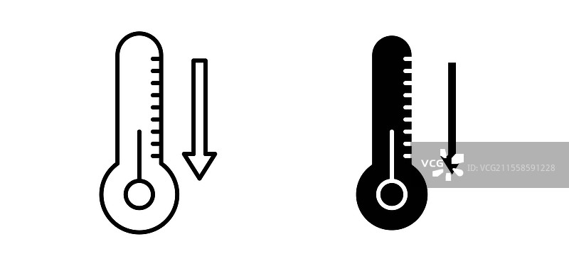 黑色扁平风格的低温图标包图片素材