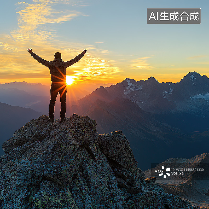 【AI数字艺术】巅峰的胜利与自由图片素材