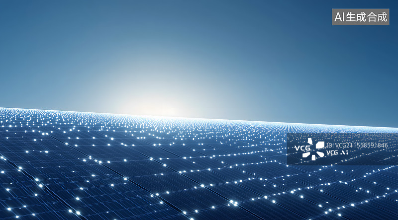 【AI数字艺术】太阳能电池板，一大片太阳能电池板，太阳能发电，图片素材