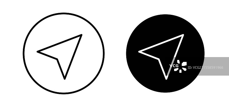 黑色平面和线条风格的导航图标包图片素材