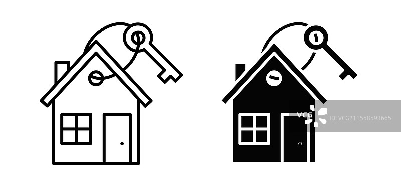 黑色平面风格的房屋买卖或出租图标包图片素材