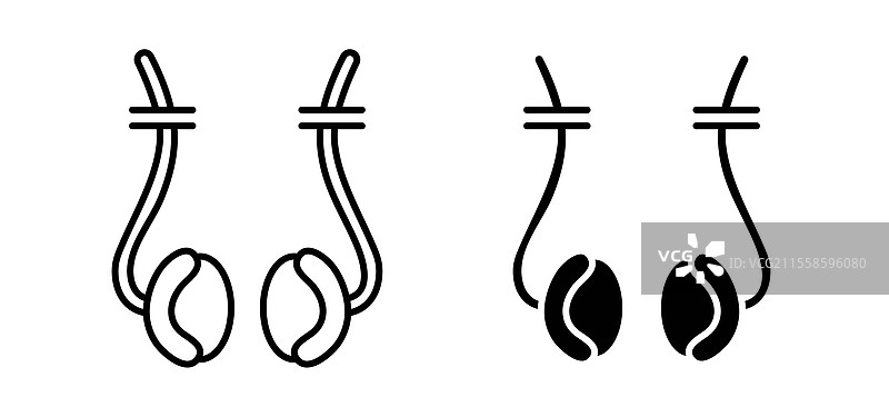 黑色平面和线条的输精管切除图标包图片素材