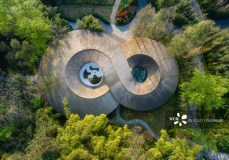 中国四川成都崇州竹艺村道明竹里建筑航拍图图片素材