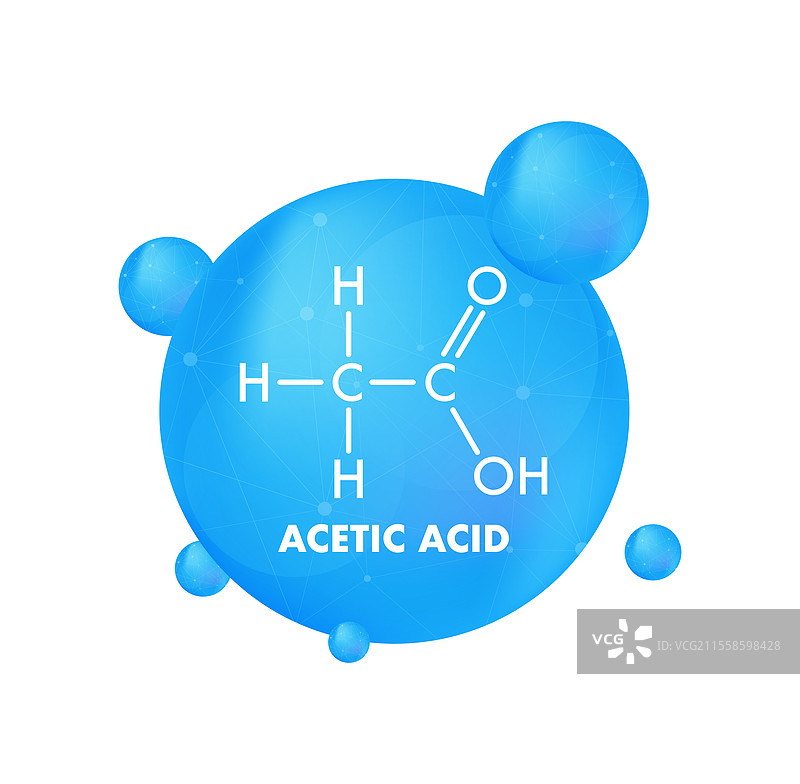 蓝色球体内的醋酸分子结构图片素材