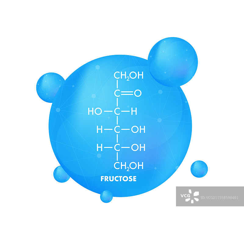 果糖的分子式结构在蓝色背景中图片素材