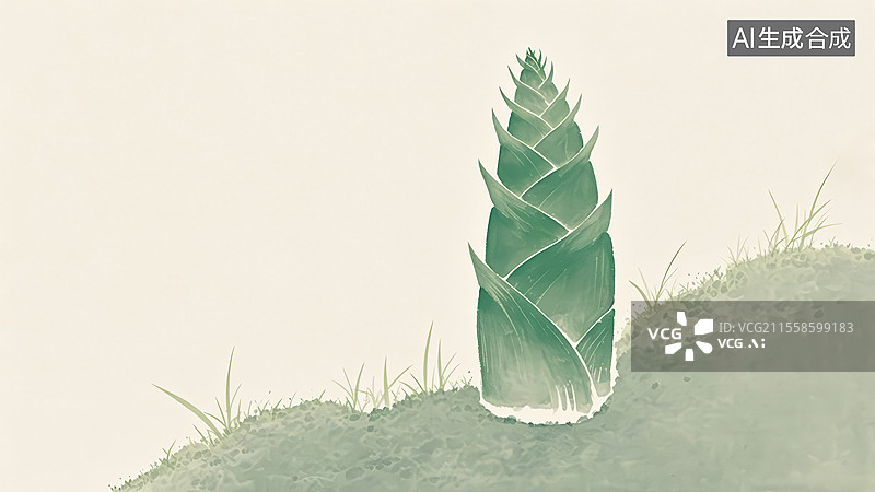 【AI数字艺术】水墨国风春笋竹笋手绘插画图片素材