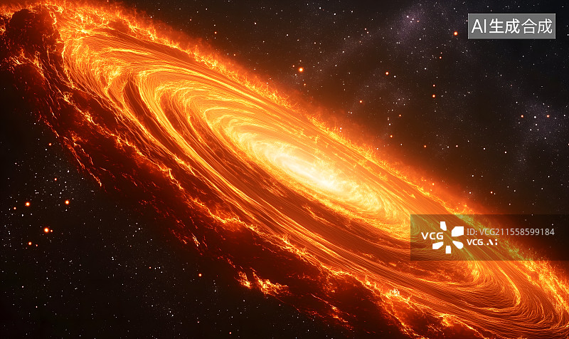 【AI数字艺术】红色发光的星系太空宇宙，3D科技通道，时空穿越星空探索，未来发展抽象背景图片素材