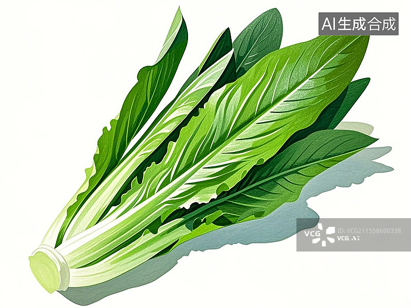 【AI数字艺术】油麦菜蔬菜生鲜手绘包装插画图片素材