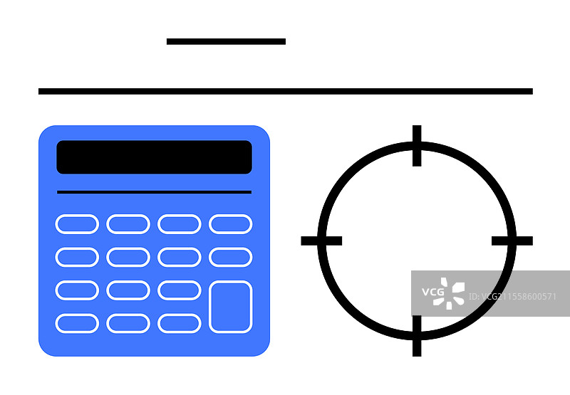 蓝色计算器和靶心目标图片素材