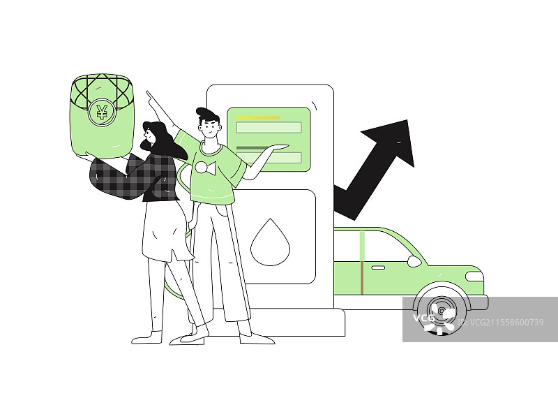 汽车加油获得优惠的人物矢量互联网运营手绘插画图片素材