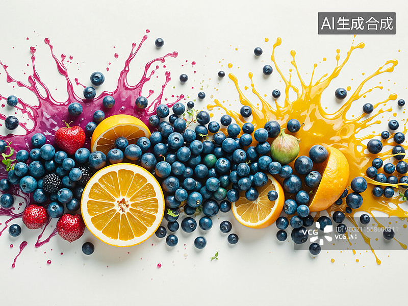【AI数字艺术】水果喷溅图片素材