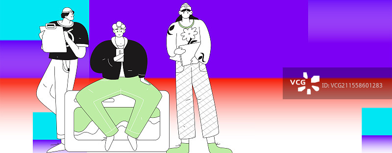 商务人物运营工作场景扁平矢量插画图片素材