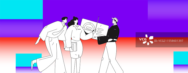 商务人物运营工作场景扁平矢量插画图片素材