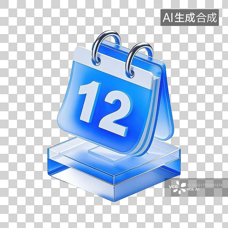 【AI数字艺术】3D日历上面有数字12图标图片素材