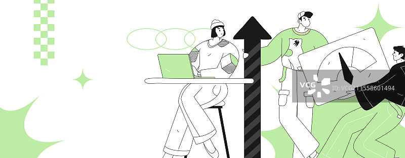 商务人物运营工作场景扁平矢量插画图片素材