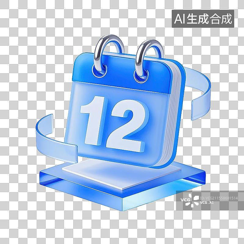 【AI数字艺术】3D日历上面有数字12图标图片素材