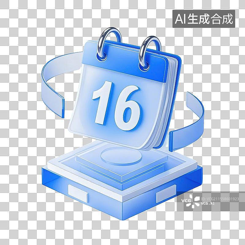 【AI数字艺术】3D日历上面有数字16图标图片素材
