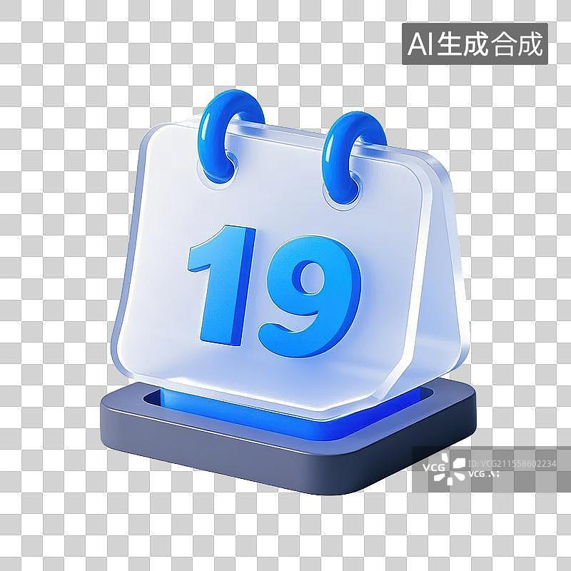 【AI数字艺术】3D日历上面有数字19图标图片素材