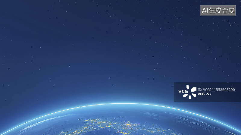 【AI数字艺术】夜空中地球图片素材