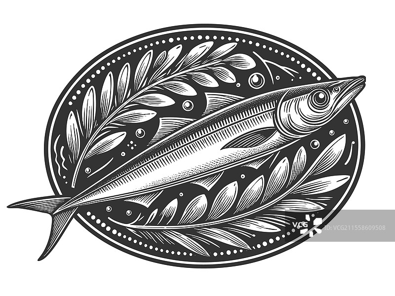 带装饰框的凤尾鱼图片素材