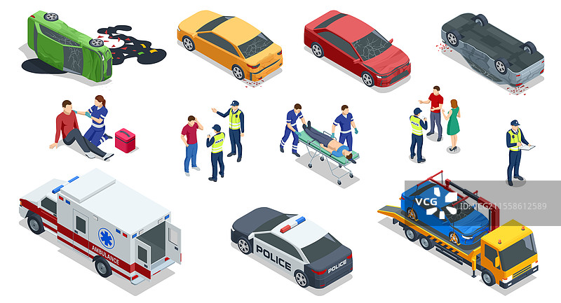等距图展示事故图片素材