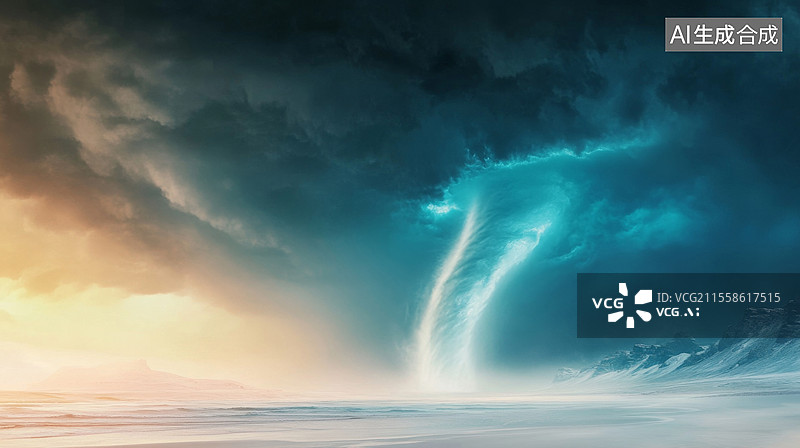 【AI数字艺术】龙吸水龙卷风末日灾难场景图片素材