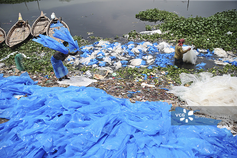 孟加拉国的塑料回收图片素材