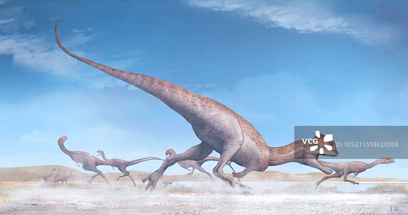 双脊龙恐龙插图图片素材