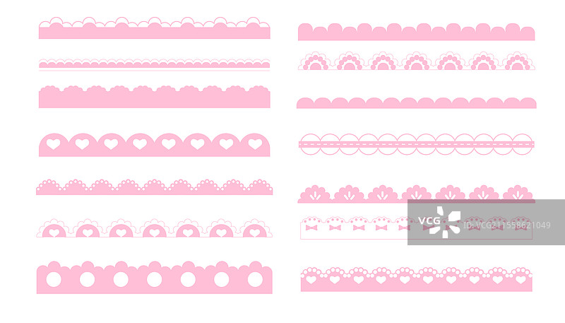简单可爱的粉色波浪边框分隔线图片素材