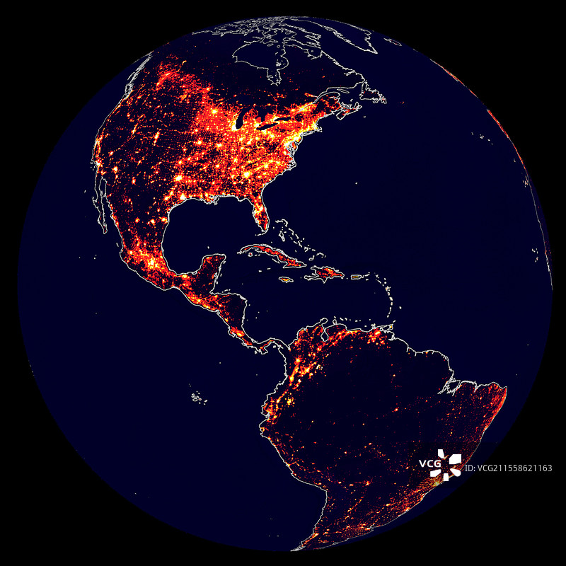 北美和南美的人为二氧化碳排放图片素材