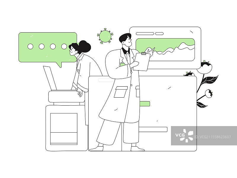 医生为病人体检扁平矢量概念运营手绘插画图片素材