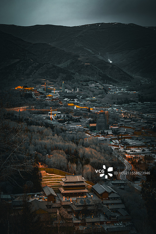 五台山梵仙山上俯瞰图图片素材