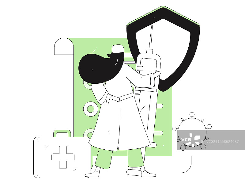 医生为病人体检扁平矢量概念运营手绘插画图片素材