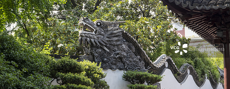 豫园古龙形围墙图片素材