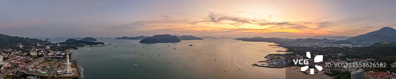 航拍视角下的日落图片素材