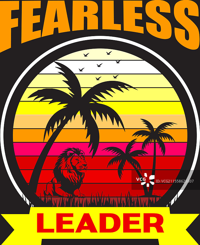 无畏领袖狮子字母设计T恤图片素材