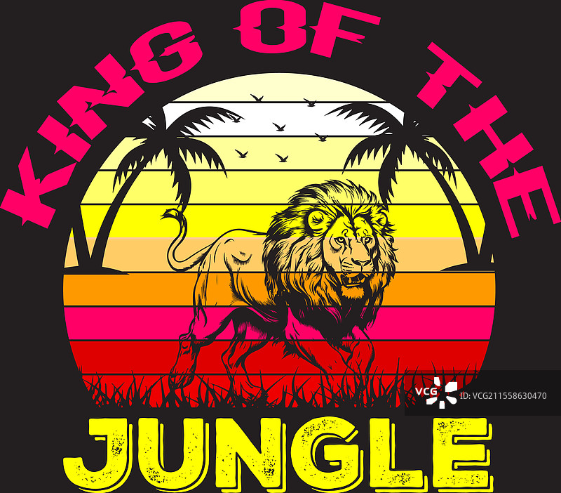 丛林之王狮子字母设计T恤图片素材