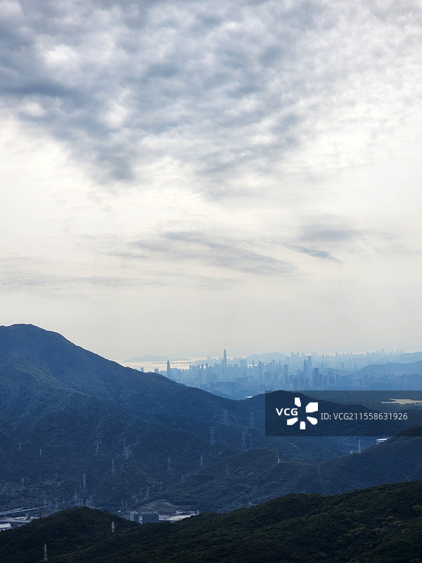 深圳梅沙尖俯瞰深圳市中心图片素材