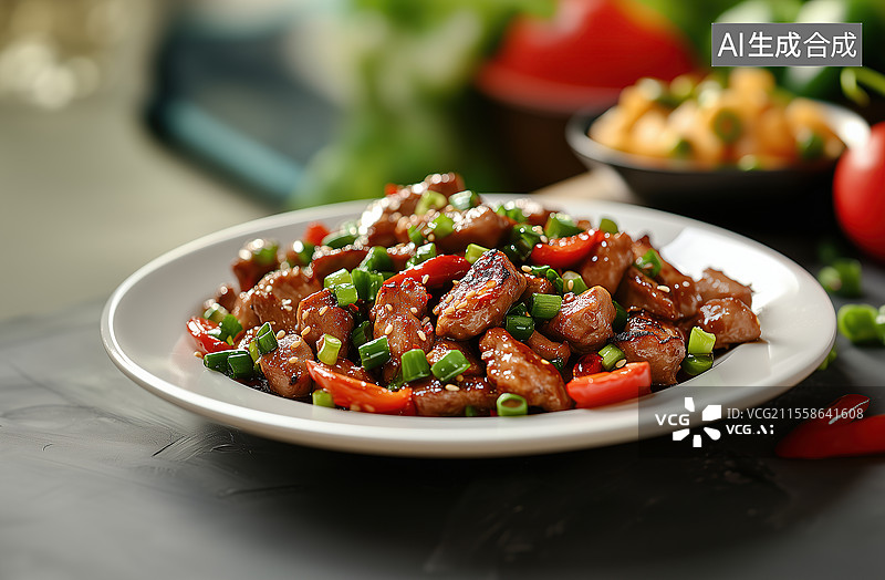 【AI数字艺术】豆角炒肉炒菜图片素材