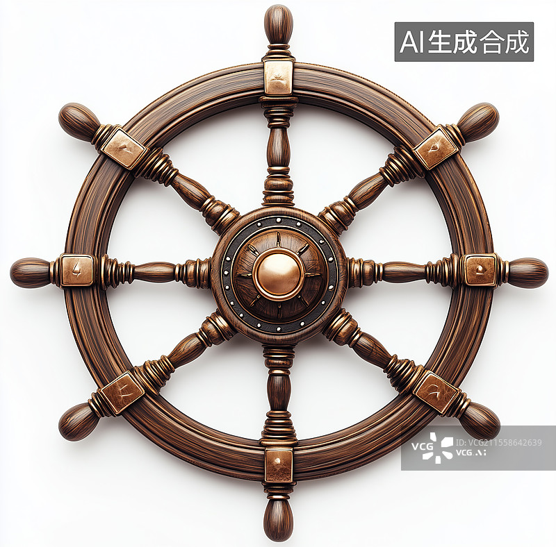 【AI数字艺术】木质掌舵方向盘元素图片素材