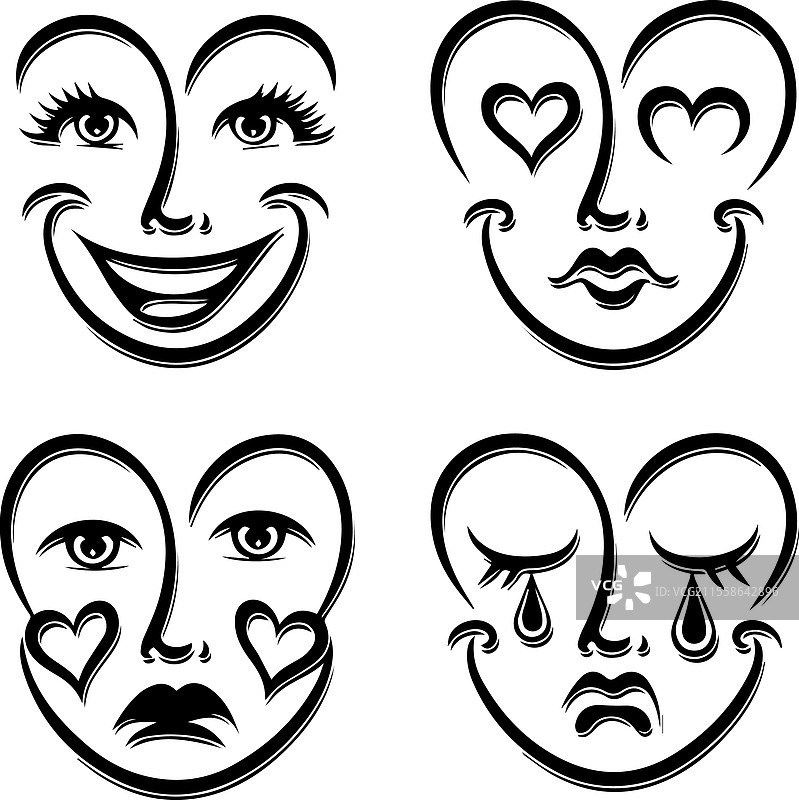 爱情主题的面部线条艺术图片素材
