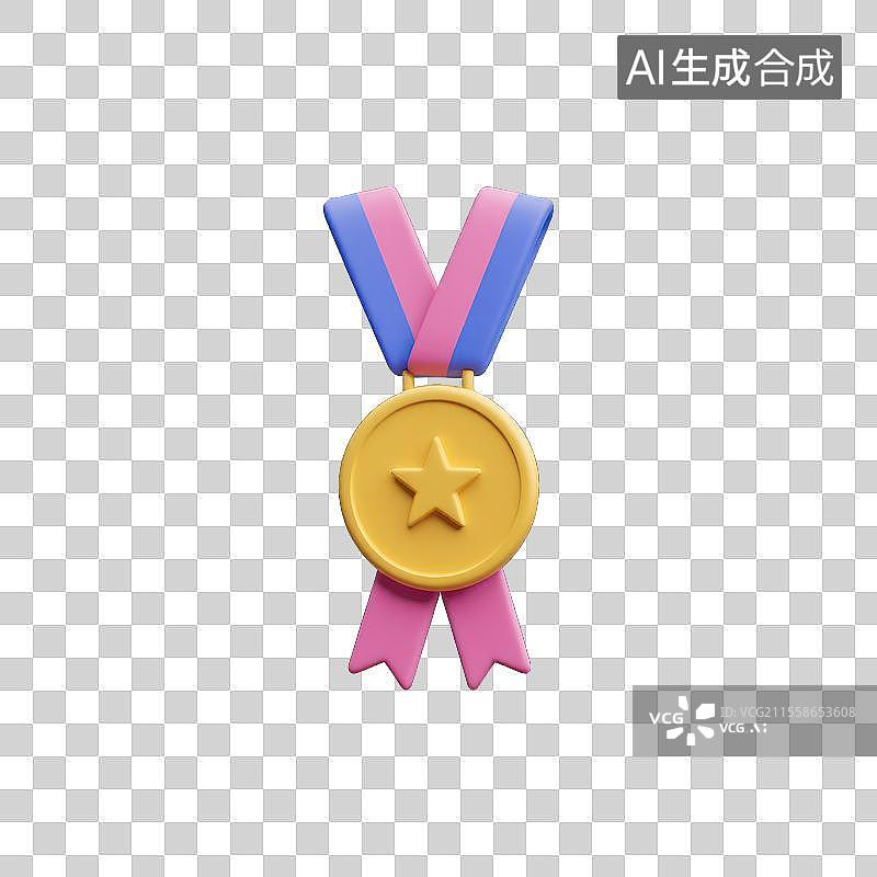 【AI数字艺术】金色荣誉勋章，3D奖章奖牌素材图片素材