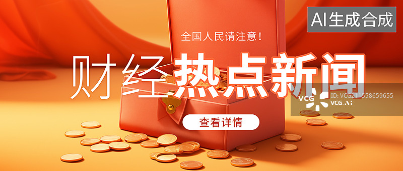 【AI数字艺术】新闻热点公众号封面，融媒体焦点事件，独家信息，最新消息新媒体配图，储蓄理财概念 金币和手机支付 横版图片素材