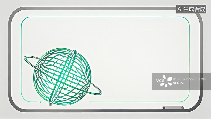 【AI数字艺术】2D卡通左下_磁场烙印边线-磁场烙印边线设计、荧光绿磁感线扁平化PPT背景图片素材