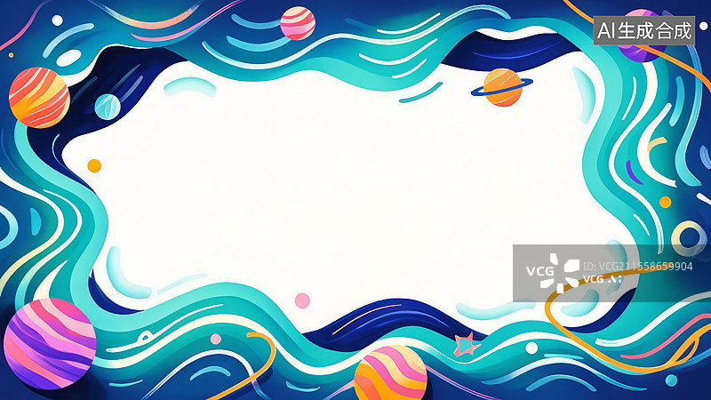 【AI数字艺术】2D卡通环绕-_暗流涌动框架-暗流涌动框架扁平化PPT背景、液态金属宇宙弦拓扑边框设计图片素材