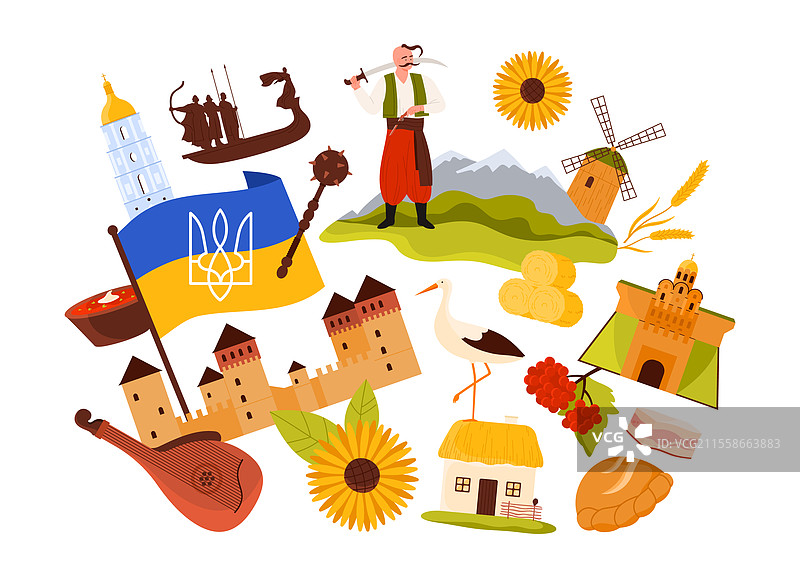 乌克兰文化、自然和地标元素图片素材